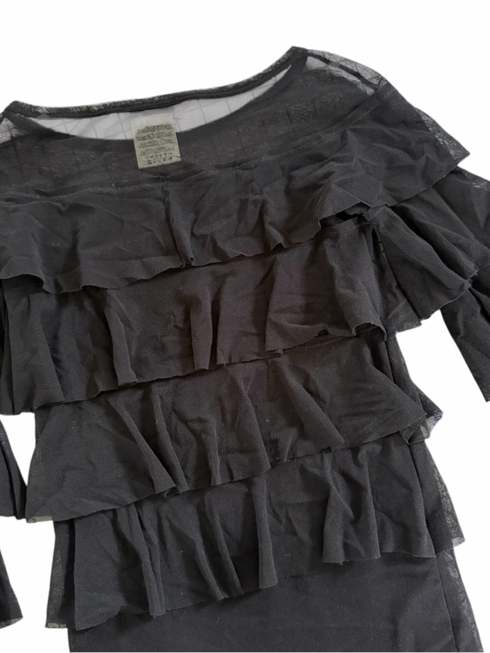 Fuzzi Sheer Tiered Ruffle Top - Picture 3 of 4